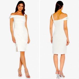 Ivory asymmetrical cocktail dress by Adrianna Papell, Size 0